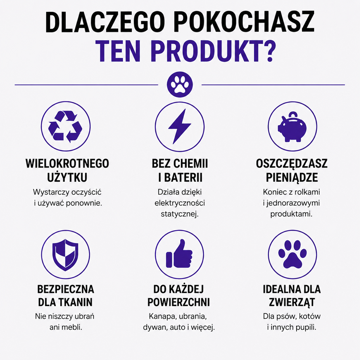 Rękawica do usuwania sierści zwierząt – czyść ubrania, kanapę i dywan w kilka sekund