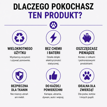 Rękawica do usuwania sierści zwierząt – czyść ubrania, kanapę i dywan w kilka sekund